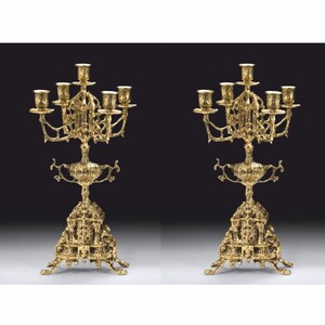 Casa Padrino Luxus Barock Kerzenhalter Set Gold  25 x H. 44 cm - Barock Deko