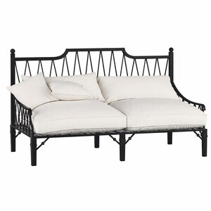 Casa Padrino Luxus Jugendstil Sofa Schwarz / Creme 190 cm - Garten & Hotel M�bel