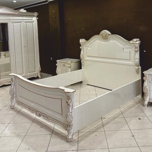 Casa Padrino Luxus Barock Doppelbett Wei� / Gold - Barock Schlafzimmer & Hotel M�bel