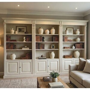 Casa Padrino Landhausstil Massivholz B�cherschrank Hellgrau 223 x 51 x H. 228 cm