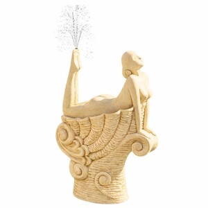 Casa Padrino Jugendstil Wasserspeier Skulptur Frau auf Muschel Sandfarben H. 192 cm