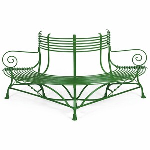 Casa Padrino Jugendstil Schmiedeeisen Gartenbank / Baumbank Gr�n 180 cm