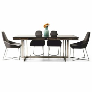 Casa Padrino Luxus Esstisch Schwarz / Silber 208 cm - Luxus Esszimmer M�bel