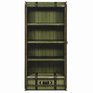 Casa Padrino Luxus Regalschrank in Koffer Optik Gr�n / Schwarz / Braun / Messing H. 187,5 cm