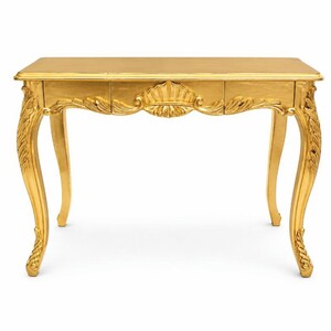 Casa Padrino Barock Sekret�r mit 3 Schubladen Gold 100 cm - Barockstil Massivholz Schreibtisch - Barock B�ro M�bel