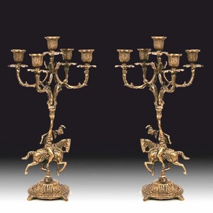 Casa Padrino Luxus Barock Bronze Kerzenhalter Set Antik Gold  23 x H. 39 cm - Barock Deko Accessoires - Barock Interior - Edel & Prunkvoll