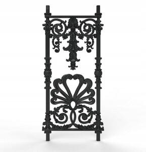 Casa Padrino Gusseisen Balustrade Schwarz 42 x H. 93 cm - Prunkvolles Barock Gel�nder Element mit Muschel Ornament - Balkon & Treppen Gel�nder