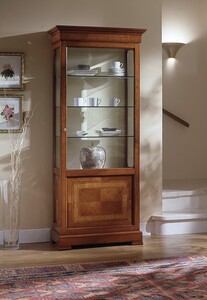 Casa Padrino Luxus Vitrinenschrank Braun 81 x 44 x H. 192 cm - Handgefertigtes Massivholz M�bel mit Kristallglasb�den - Luxus Qualit�t