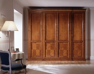 Casa Padrino Luxus Kleiderschrank Braun 305 x 67 x H. 265 cm - Handgefertigtes Massivholz M�bel mit 4 T�ren und 2 Schubladen - Luxus Qualit�t