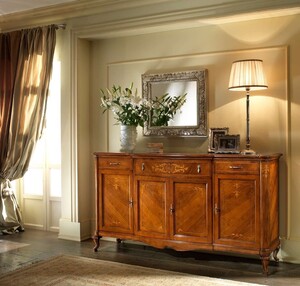 Casa Padrino Luxus Sideboard Braun 204 x 54 x H. 111 cm - Handgefertigtes Massivholz M�bel mit 4 T�ren - Luxus Qualit�t