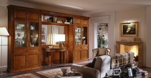 Casa Padrino Luxus Wohnwand Braun 442 x 38 x H. 250 cm - Handgefertigtes Massivholz M�bel - Luxus Qualit�t