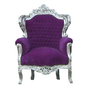Casa Padrino Barock Sessel King Lila/Silber
