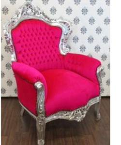 Casa Padrino Barock Sessel King Pink/Silber