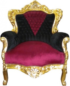 Barock Sessel King Schwarz/Rot/Gold 