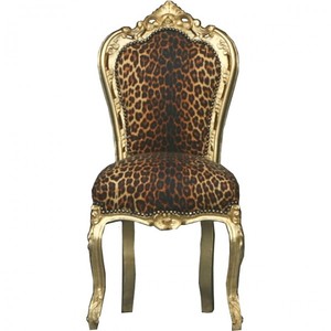 Casa Padrino Barock Esszimmer Stuhl Leopard / Gold - M�bel