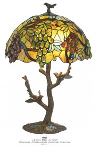 Casa Padrino Tiffany Tischleuchte  42 x H. 64 cm - Tiffany Hockerleuchte mit Glas Lampenschirm