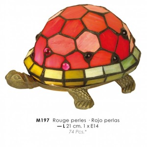 Casa Padrino Tiffany Tischleuchte Schildkrte Rot  21cm - Tiffany Deko Lampen