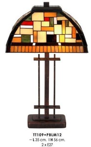 Casa Padrino Tiffany Hockerleuchte 35 x 35 x H. 56 cm - Tiffany Tischleuchte - Tiffany Schreibtischleuchte