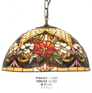 Casa Padrino Tiffany Pendelleuchte  40 cm - Handgefertigte Tiffany H�ngeleuchte