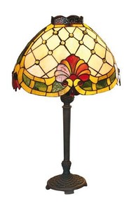 Casa Padrino Tiffany Tischleuchte 34 x 21 cm - Handgefertigte Tiffany Hockerleuchte - Tiffany Leuchten