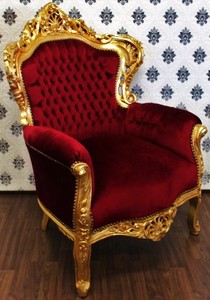Barock Sessel King Bordeaux/Gold - M�bel Antik Stil