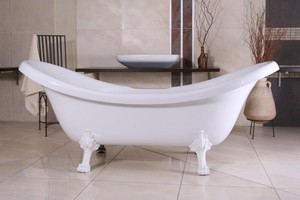 Freistehende Luxus Badewanne Jugendstil Venedig Wei�/Wei� 2020 mm - Barock Badezimmer - Retro Antik Badewanne