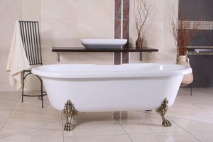 Freistehende Luxus Badewanne Jugendstil Milano Wei�/Altgold - Barock Badezimmer