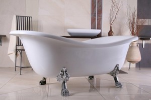 Freistehende Luxus Badewanne Jugendstil Paris Wei�/Silber 1880mm - Barock Badezimmer
