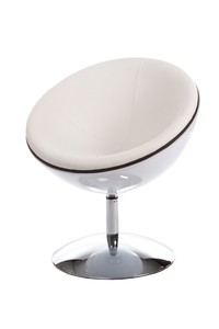 Casa Padrino Designer Drehsessel, Wei�/Hochglanz Wei� Lounge Sessel - Moderner Stuhl