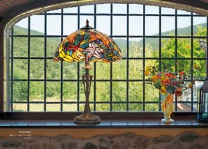 Tiffany Hockerleuchte H�he 60 cm, Durchmesser 40 cm, Leuchte Lampe Jugendstil Barock