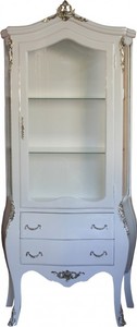 Casa Padrino Barock Vitrine Wei�/Silber- Limited Edition