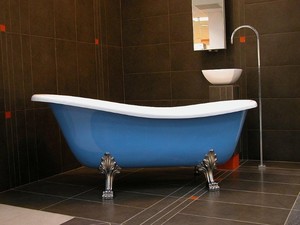Freistehende Luxus Badewanne Jugendstil Roma Hellblau/Wei/Chrome 1470mm - Barock Antik Badezimmer