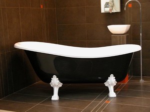 Freistehende Luxus Badewanne Jugendstil Roma Schwarz/Weiß/Weiß 1470mm - Barock Antik Badezimmer