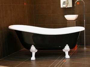 Freistehende Luxus Badewanne Jugendstil Roma Schwarz/Wei�/Wei� 1470mm - Barock Antik Badezimmer