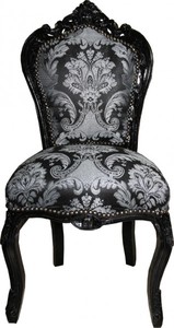 Barock Esszimmer Stuhl Schwarz Muster / Schwarz