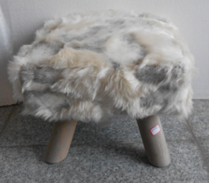 Casa Padrino Fu�hocker Felloptik Hell Mod2 H36 x B36 x L32.5cm Hocker