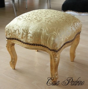 Casa Padrino Barock Fu�hocker Gold Muster / Gold - Antik Stil M�bel - Hocker