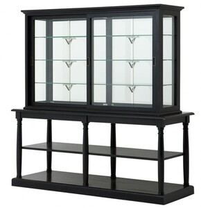 Luxus Glasvitrine mit Ablage Ladeneinrichtung Shop & Hotel M�bel Nortbrook - Luxus Kategorie - Eichenholz - Black Antique Finish - Schrank Vitrine