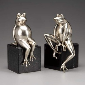 Casa Padrino Luxus B�cherst�tzen Fr�sche aus Bronze auf Marmorsockel - B�cherst�tze - Book End