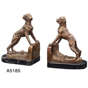 Casa Padrino Luxus B�cherst�tzen Boxer Hunde aus Bronze auf Marmorsockel - B�cherst�tze - Book End