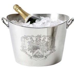 Massiver Luxus Tisch Champagner K�hler Coat of Arms vernickelt H 22cm B 37.5 cm aus dem Hause Casa Padrino