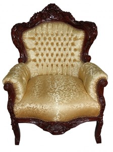 Casa Padrino Barock Sessel King Gold Muster / Brown M�bel Antik Stil