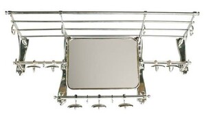 Franzsische Luxus Wandgarderobe mit Spiegel Silber Edelstahl Garderoben Halter Mod Paris - Garderobe Antik Stil Barock Jugendstil  Hotel, Cafe Restuarant Mbel