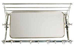 Franzsische Luxus Wandgarderobe mit Spiegel Silberfarben Edelstahl Garderoben Halter Mod Strasbourg - Garderobe Antik Stil Barock Jugendstil  Hotel, Cafe Restuarant Mbel