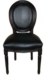 Casa Padrino Barock Esszimmer Stuhl Schwarz Croco Lederoptik - Designer Stuhl - Luxus Qualitt