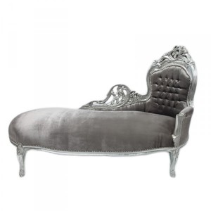 Casa Padrino Barock Chaiselongue King Grau/Silber - M�bel Wohnzimmer Liege Recamiere
