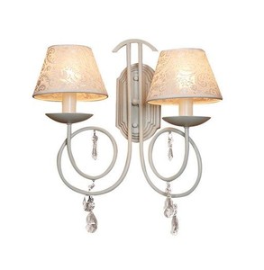 Casa Padrino Barock Wandleuchte mit Kristall-Deco, Weiss - Leuchte Lampe