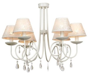 Casa Padrino Barock Kronleuchter mit Glaskristallen, Weiss, 6 Flammiger L�ster, Durchmesser 62 cm