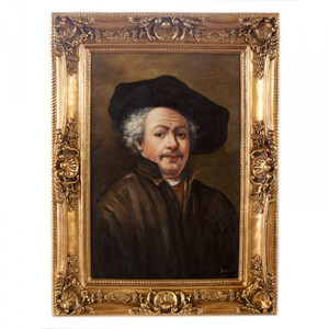 Handgemaltes Barock l Gemlde Portraet Rembrandt 1 Gold Prunk Rahmen 130 x 100 x 10 cm - Massives Material - Selbstportrt