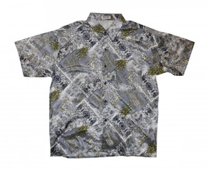 Thai Seidenhemd von Il Padrino Moda Grey/White/Yellow Mod9 Hawaii Hemd